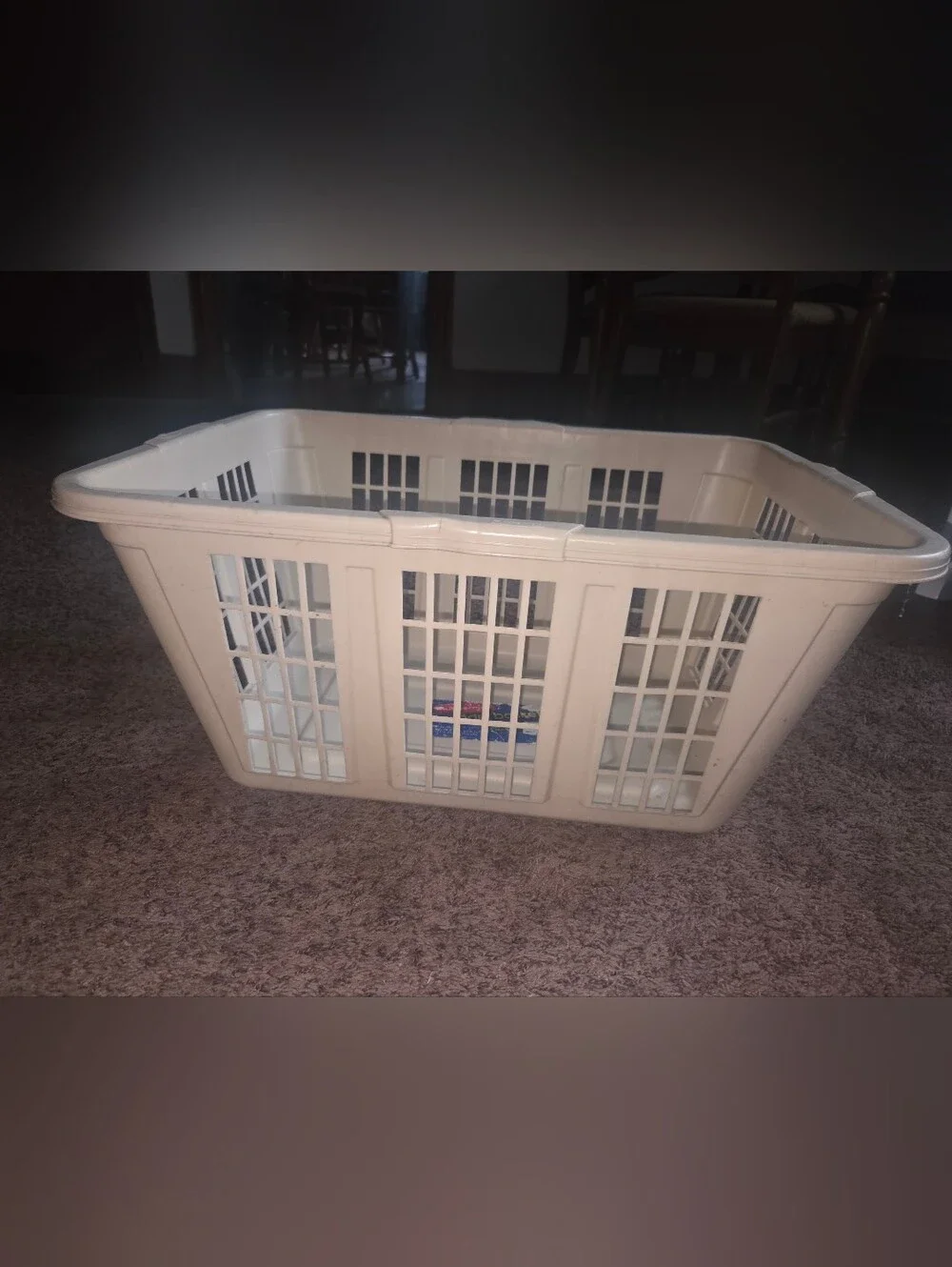 Vintage Mid-Century Modern Rubbermaid White Rectangle Laundry Basket - Deadstock